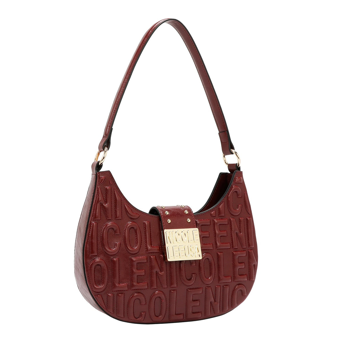 BOLSO DE HOMBRO CON LOGO EN RELIEVE (VINO)