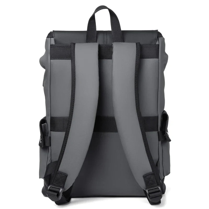 Waterproof PU Leather Laptop Backpack Computer Bag Grey